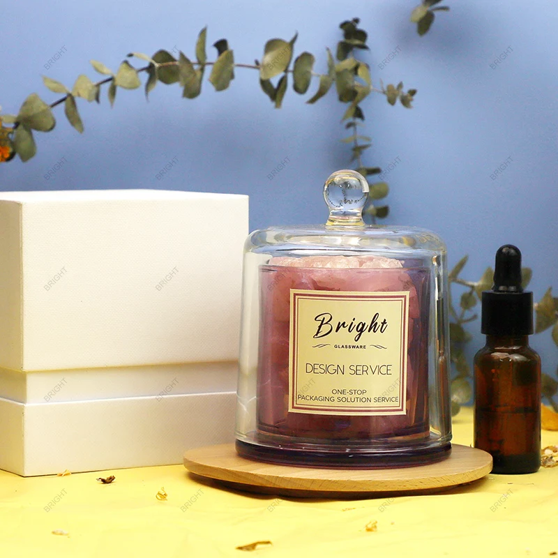Aroma Body Scrub Luxury Empty 12oz  Custom Cajas De Carton Bell Cloche Dome Lids Glass Candle Holders Lanterns And Candle Jars