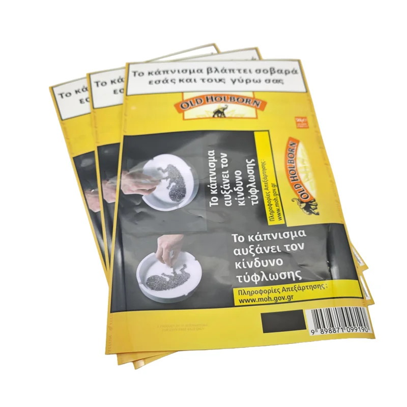 Empty 25g 30g 40g 50g rolling smoking cigarette tobacco pouches with resealable zipper hand rolling tobacco bags