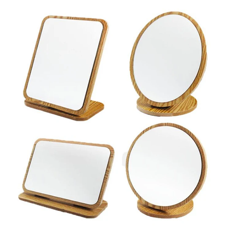 Foldable Table Mirror Wood Makeup Mirror Square Shape Foldable Table Mirror