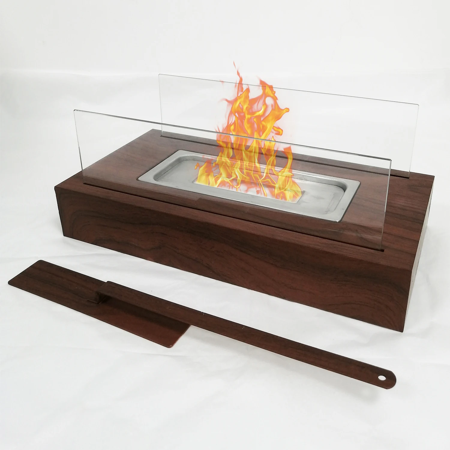Wholesale Tabletop wood grain Fire Pit Modern Design Smokeless Indoor Table Top Bio Ethanol Fire Pit Table Ethanol Fireplace