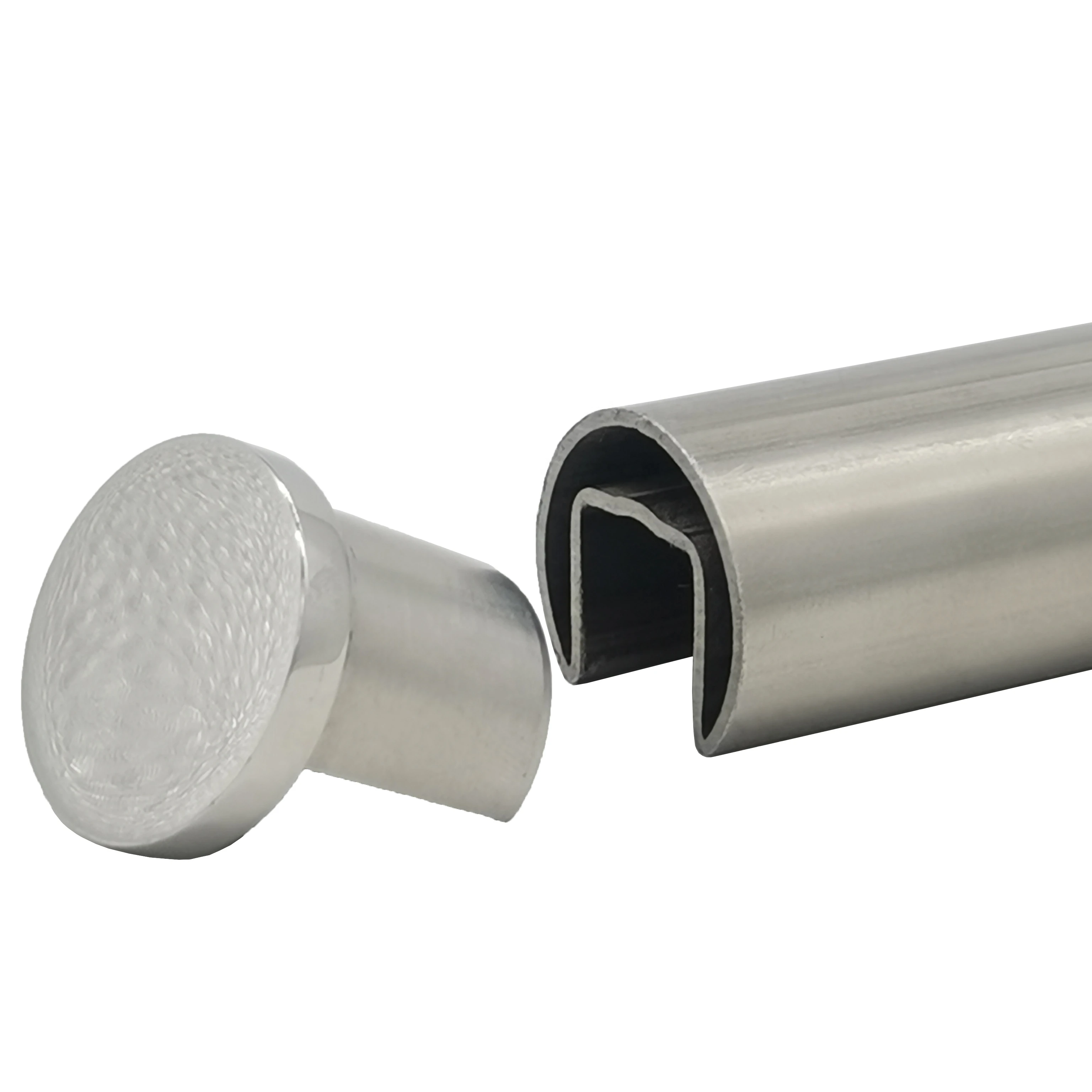 glass stair hand railing stainless steel 42.4MM round slot pipe handrail railing for stairs