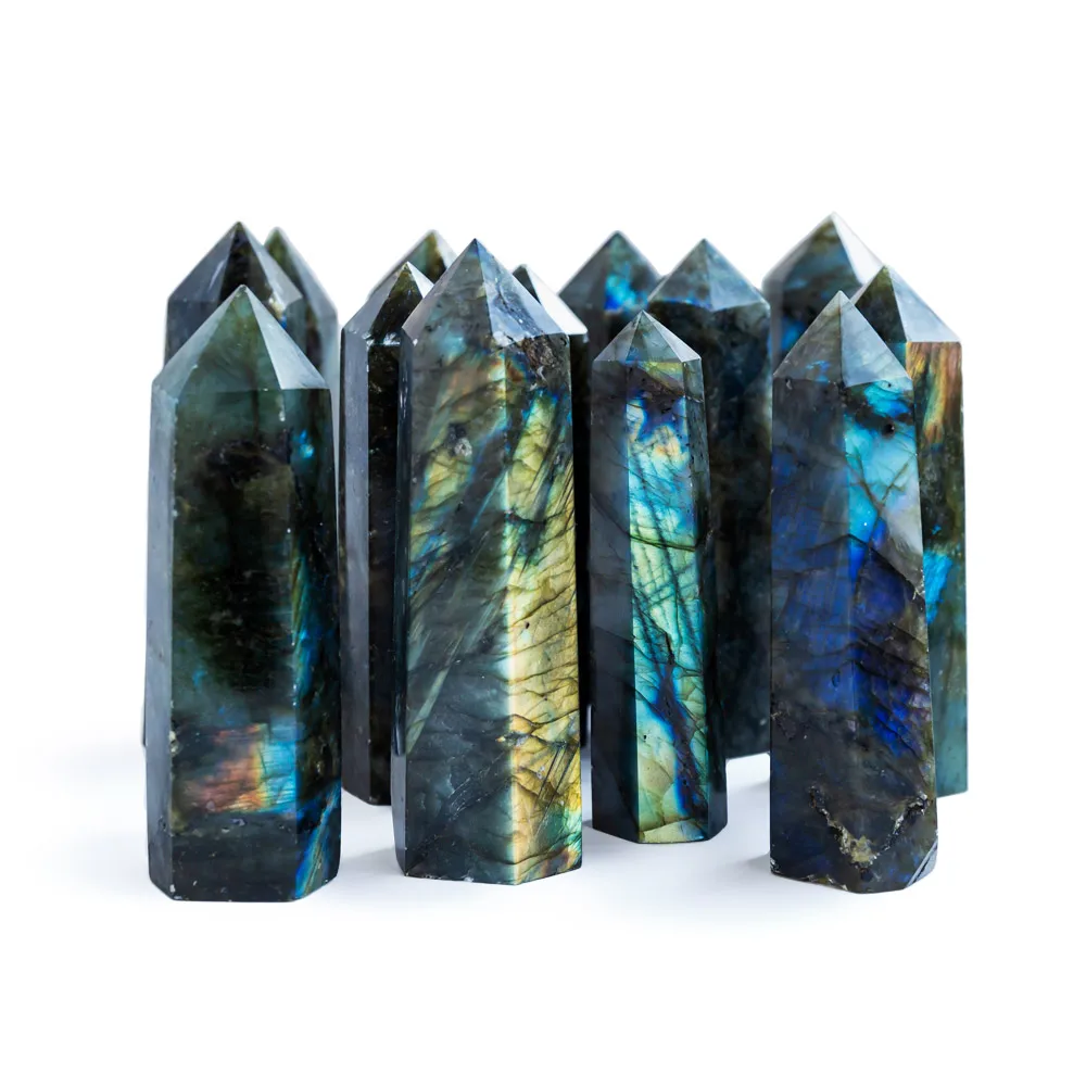 crystal rock Reiki Gemstone crystal tower point wholesale Wand Quartz crystal christmas ornaments Labradorite Point