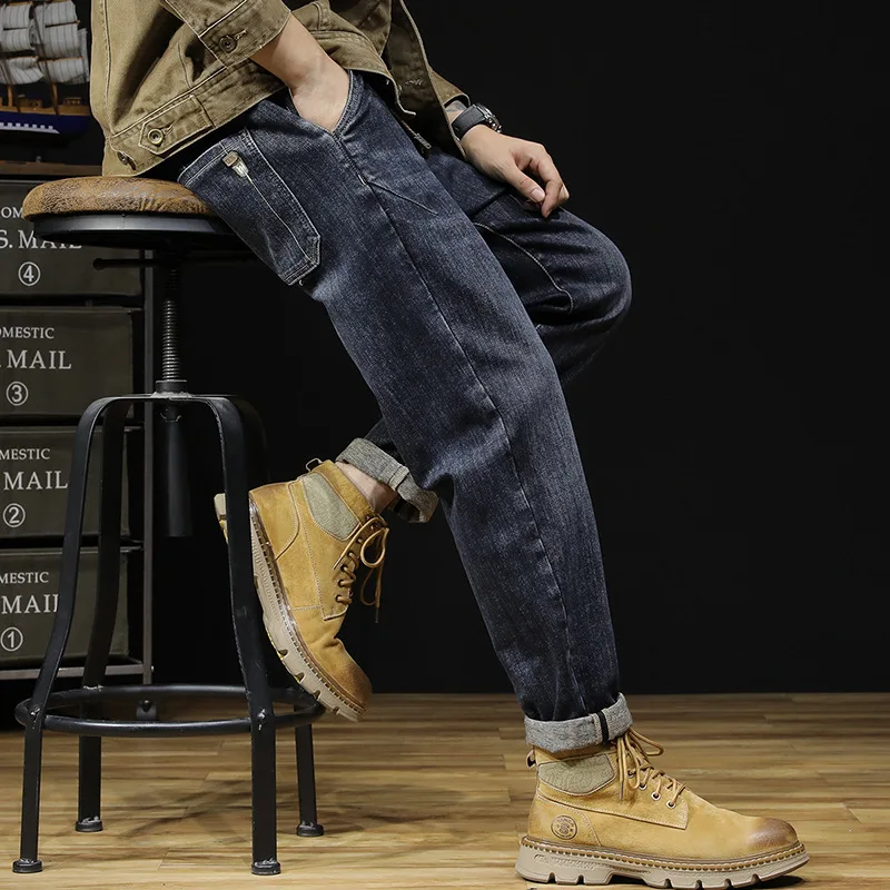 wholesale 1 piece straight 5xl blank thrift  loose plus size fit black korean pants custom denim baggy jeans men for men