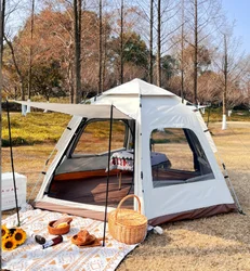 Outdoor Portable Tent Hexagonal Camping Large Capacity 5-8 Person Camping Outing Fully Automatic Tent Fishing Tent