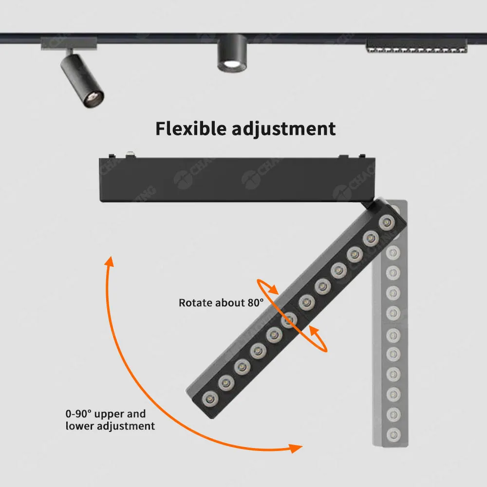Led Tracklight Supplier Black White Color Adjustable 360 Cob Track Light Focus Light In Dimmable 30W Led Track Lighting System