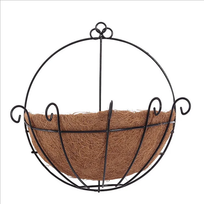 Home Garden Decoration Planting Container Hanging Flower Basket Rattan Basket Plants Stand Coco Liner Hanging Plant Basket