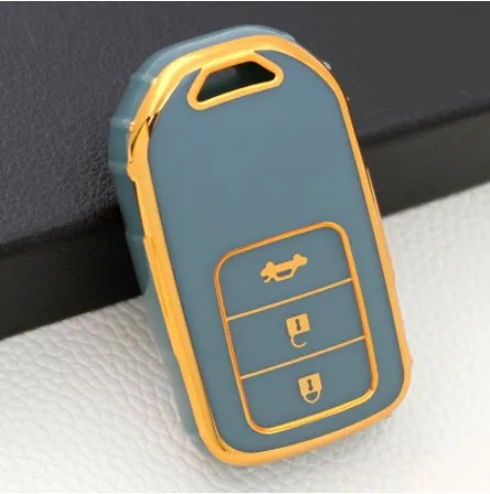 Factory Sales Gold Edge Car key cover shell TPU Auto key case for HONDA CIVIC ODYSSEY ACCORD