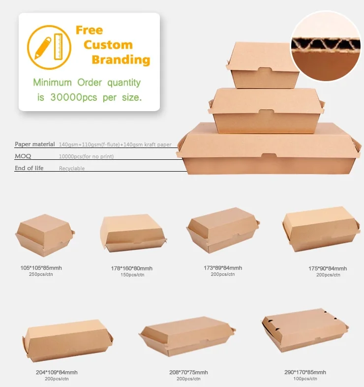 china Disposable Biodegradable Sugarcane Hamburg Box/Food Container/Takeaway Packing