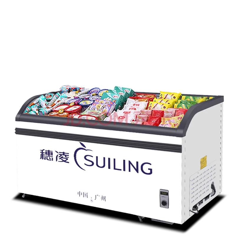 
468L commercial large capacity freezer horizontal arc display glass door freezer 