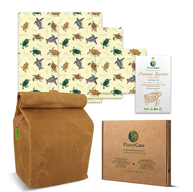 Sandwich Lunch Bags hot Selling Biodegradable Natural Organic Cotton Fabric Beeswax reusable Food Wraps