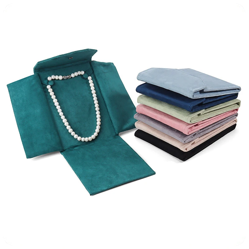 Factory Wholesale Jewelers Velvet Gold Silver Necklace Pendant Jewelry Bag Suede Emeralds Gem Pendant Gifts Display Packaging