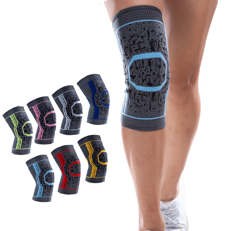 Оптовая продажа, компрессионный фиксатор колена унисекс с силиконовыми вставками для облегчения боли в колене