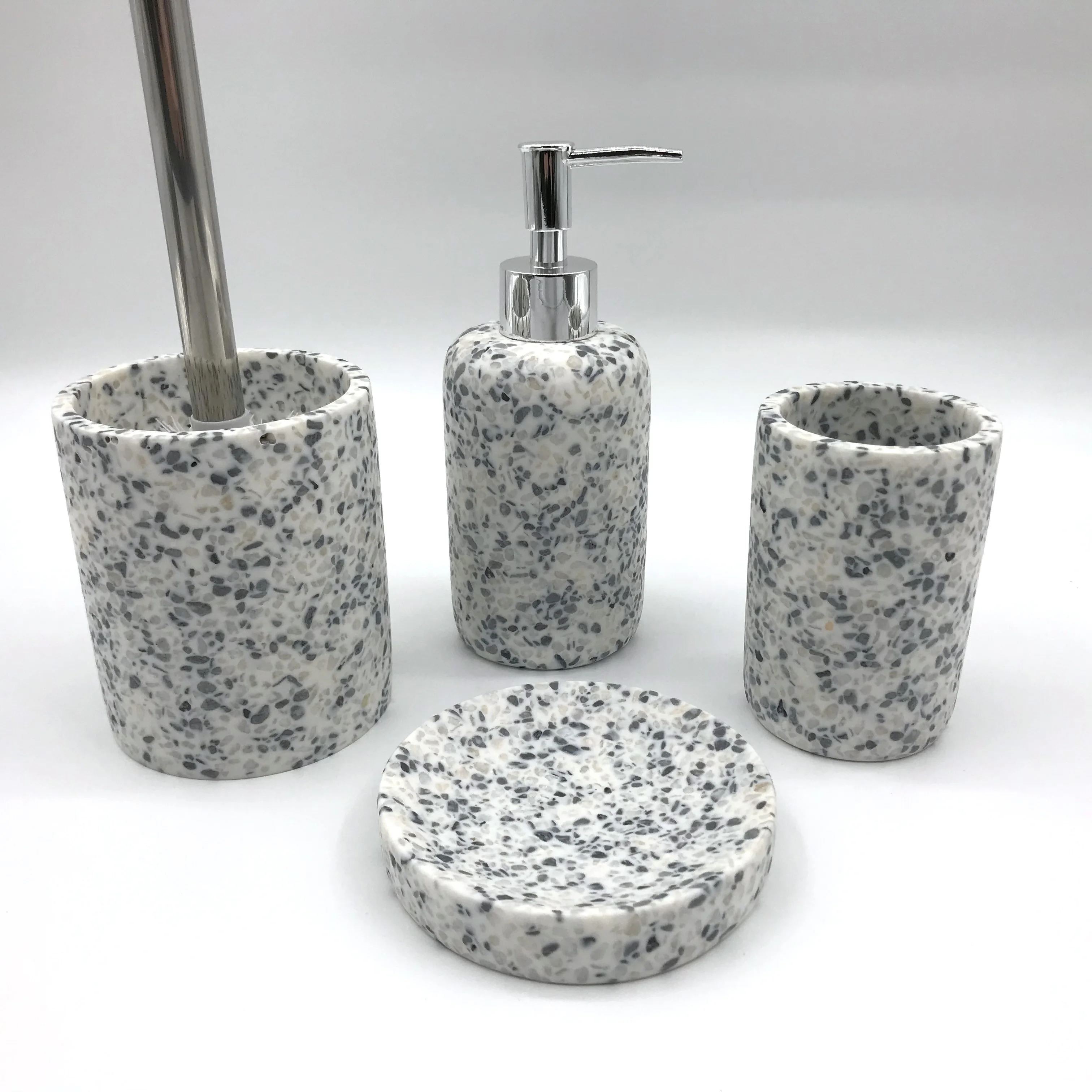 Terrazzo 6 piece set resin bathroom accessories set designers bathroom set