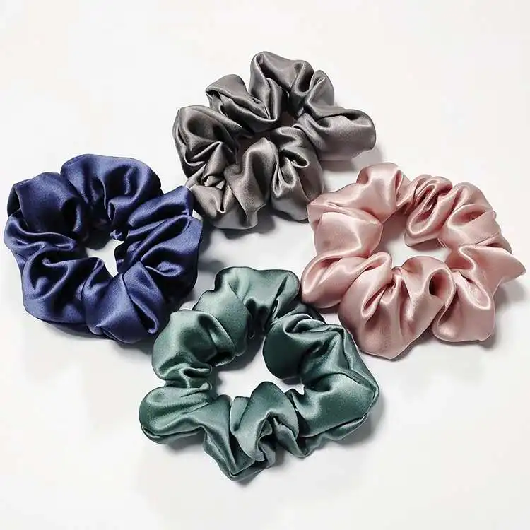 
Custom Colorful 19mm 22mm 30mm Women Silk Hair Scrunchie Set 100% Pure Mulbery Silk Scrunchies 100% mulberry silk scrunchies 