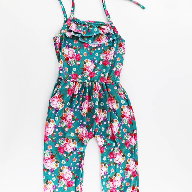 2019 Newest Printed Floral Cotton Ruffle Sleeveless  Baby Bodysuits Jumpsuits Romper Outfit Overalls for Girl Kids Clothing