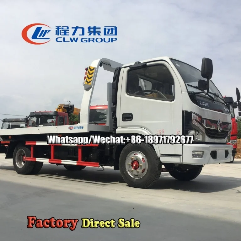 Dongfeng 4X2 3ton Flatbed Tow Trucks Wreckers 4X2 Rollback Road Rescue Wrecker