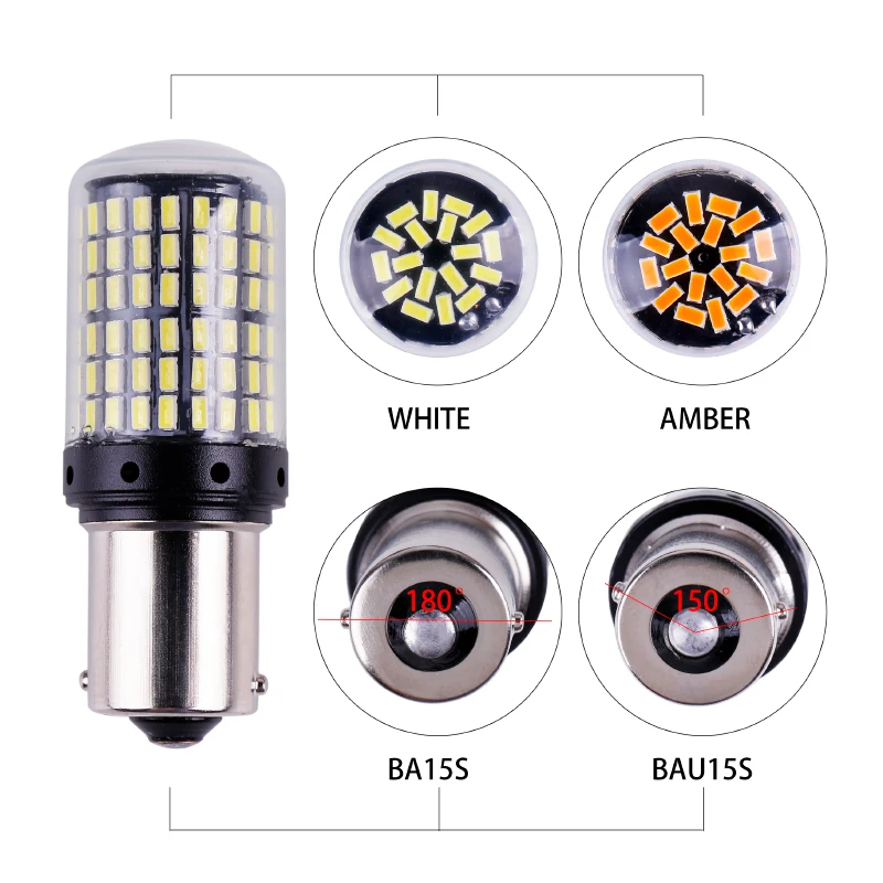 Супер яркая светодиодная сигнальная лампа 1156 1157 LED T20 S25 Светодиодная 7440 7443 Canbus стоп-сигнал H4 H6 противотуманная Лампа Белый Янтарный 12 В