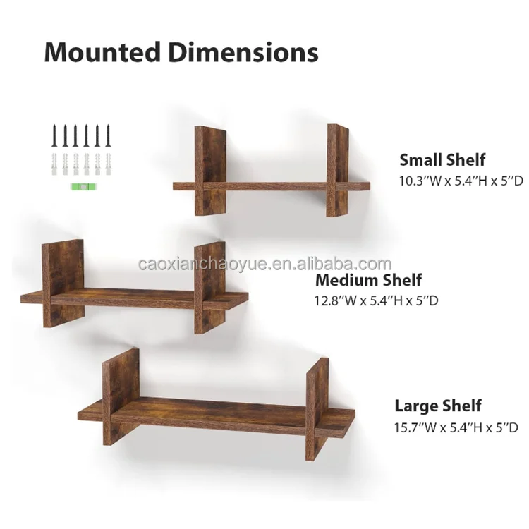Floating Wall Shelves Set of 3 Hanging Storage Shelf Small Book Shelf Bookcases for Living Room Kitchen BedroomBathroom