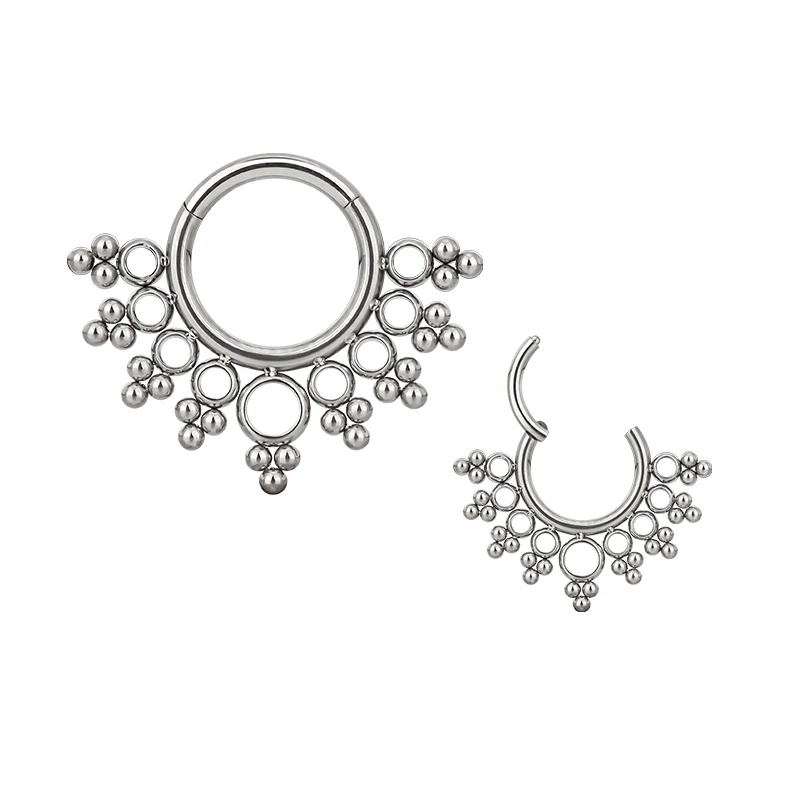 Hot Sale Ready To Ship Titanium Body Piercing Jewelry Hinged Segment Ring Different Shape Nose Ring Helix Earring