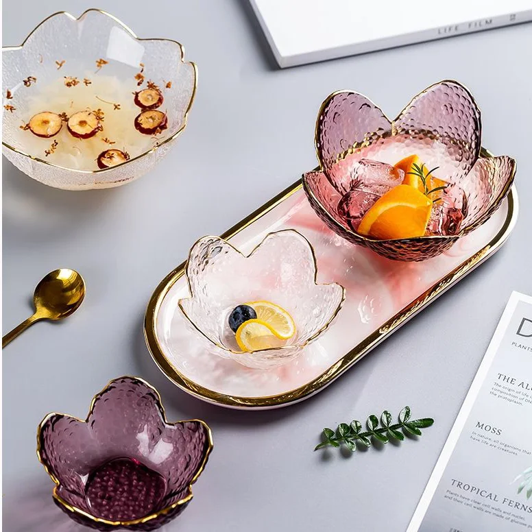 Supplies Tableware Set Gold Rim Dinner Plate Wedding Glass Plates Sets Dinnerware Set for the Restaurant Hotels Serving Tray