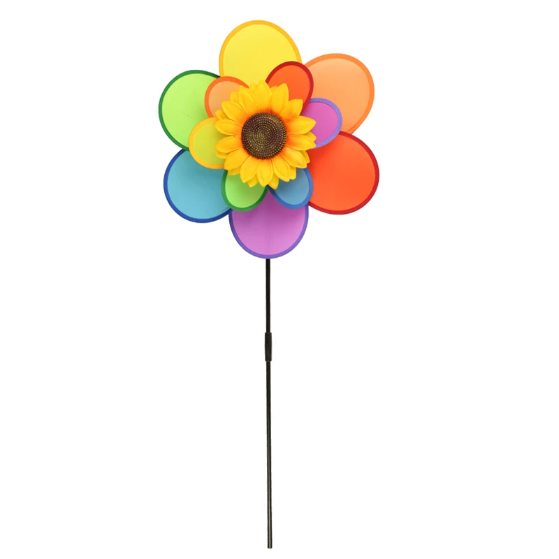 Children windmill double cloth windmill scene layout, garden decoration, Double cloth with six colors + flower
