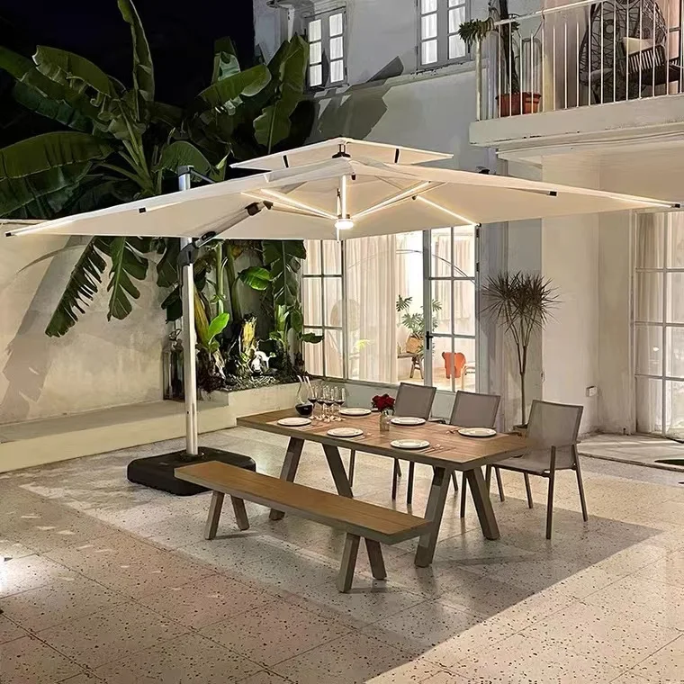 Great Large Cafe Parasol sun  Beach Red Outdoor Garden Umbrella with table set