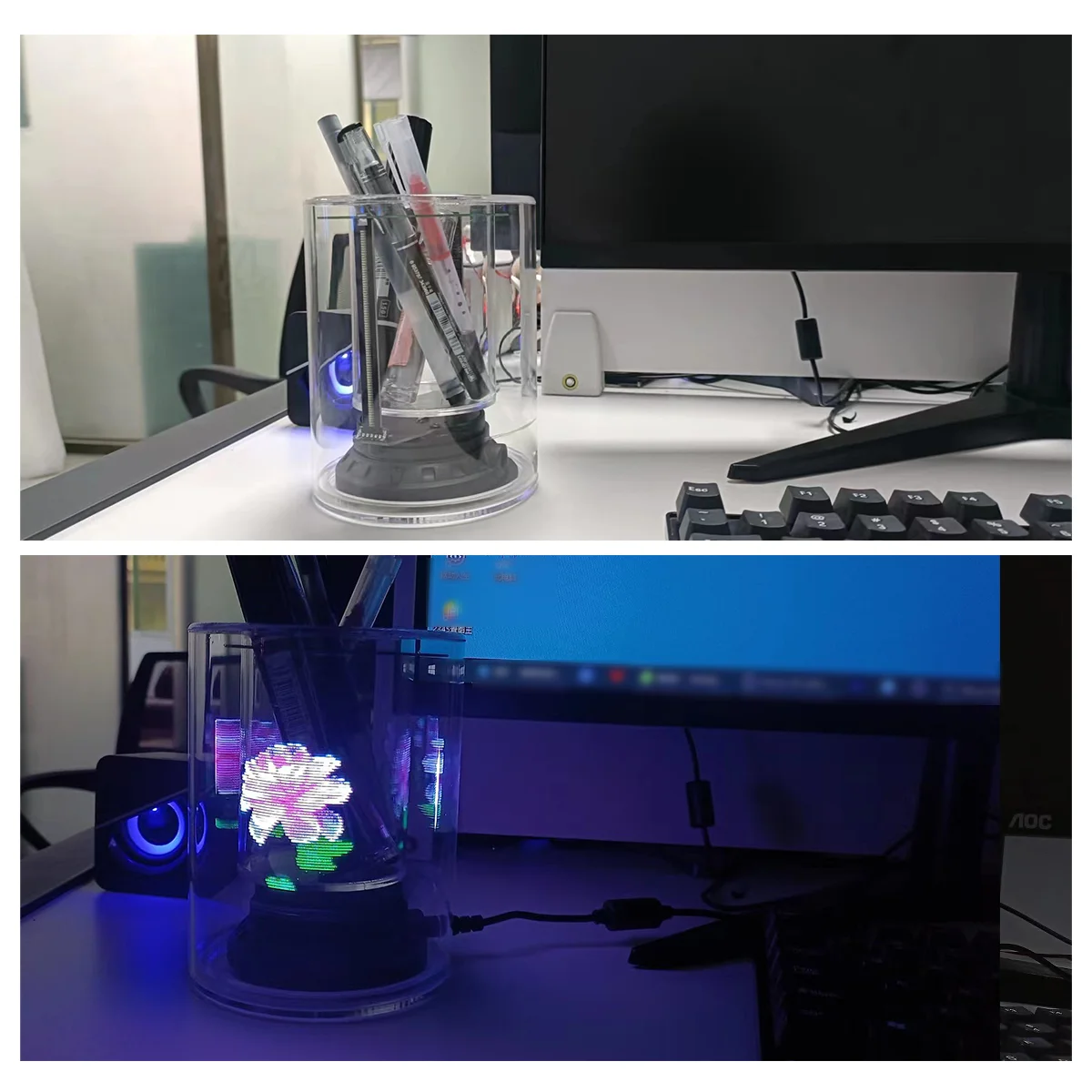Tabletop placeable items high-definition focus 3D hologram cool stereo glasses-free projector screen