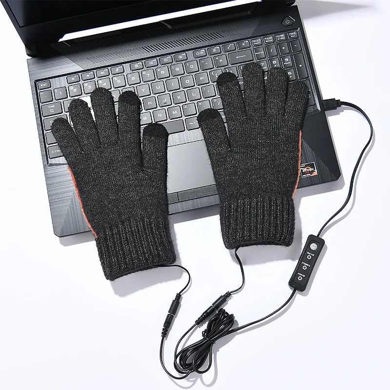 USB electric heating warm ski gloves winter heating knitted gloves