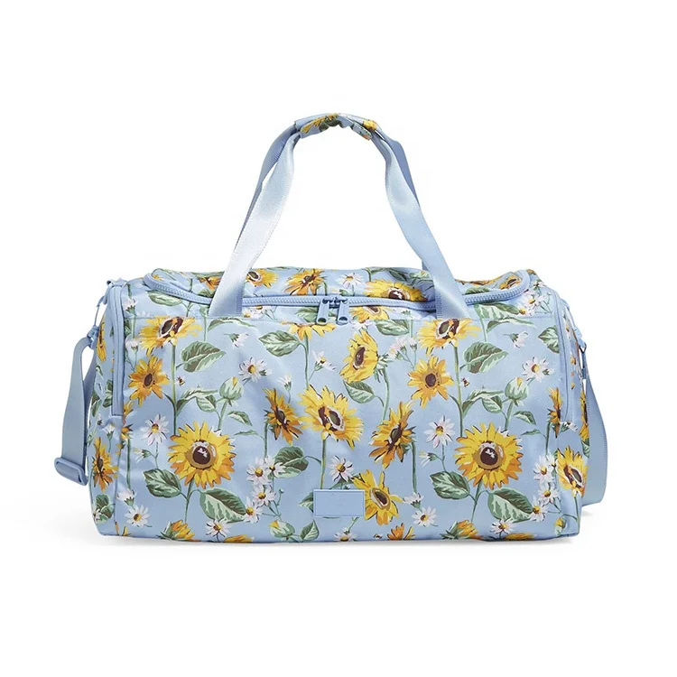 Custom Portable Waterproof Ladies Travel  Gym Tote Duffle Bag Outdoor Sports Duffel Bag with Shoes Pocket