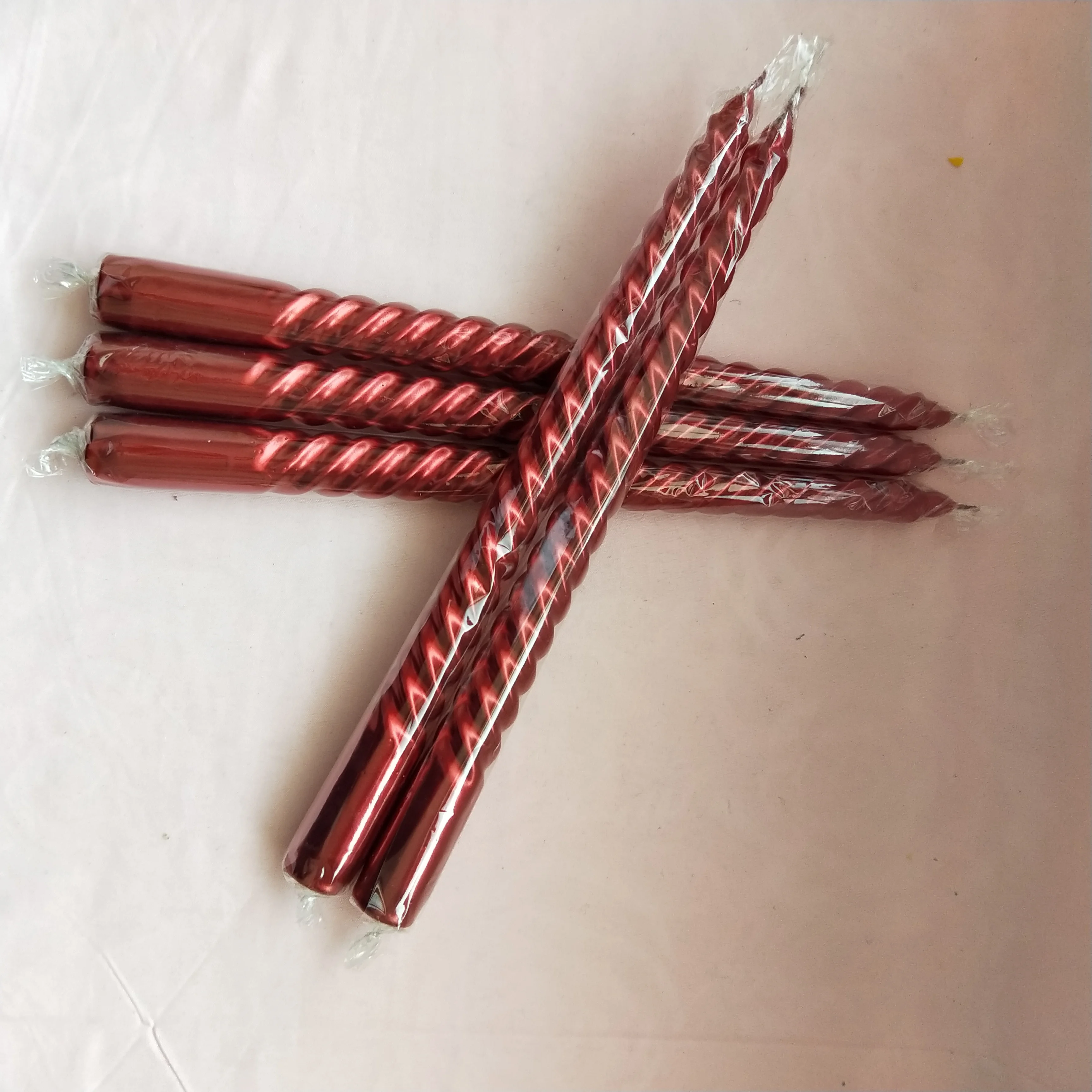 
Good quality spiral wick candles spiral pink Taper Candle 