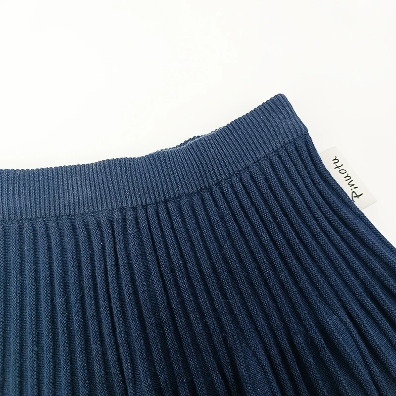 Pinuotu Knitted Baby Girls Skirt Dress Summer Children Solid Vintage Flare Skirt Navy Blue Kids Stretchies Pleated Skirts