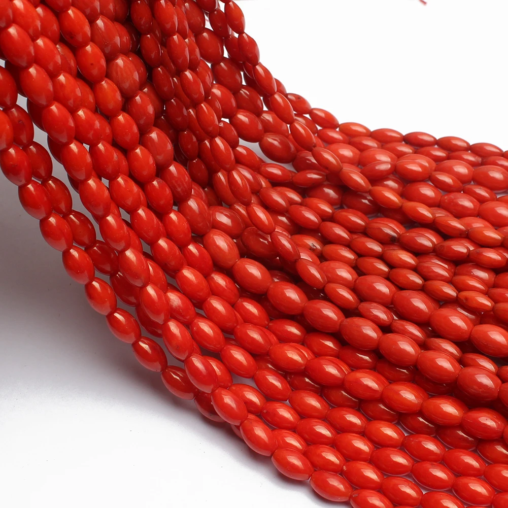 High Quality Natural Loose Beads Rice Shape Red Coral Beads For Jewelry Making Diy Bracelet Necklace