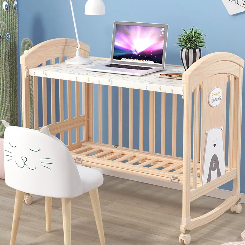 Pine Wood Cunas De Bebe Adjustable Height Crib Berceau