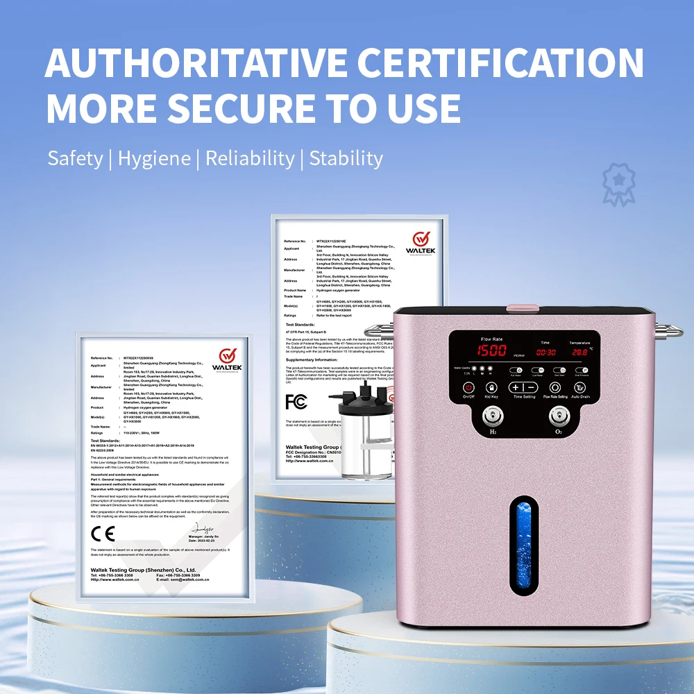 Suyzeko  HHO Generator 1500ml Hydrogen Oxygen Brown Gas Generation H2 Breath Therapy Machine