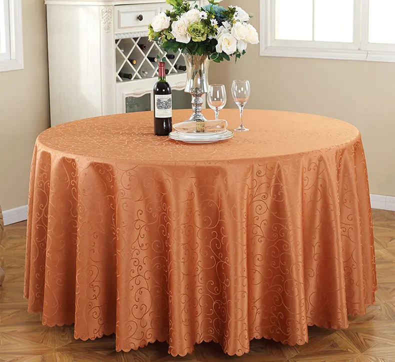 Wholesale Jacquard Polyester Tablecloth Damask Round Washable Tablecover for Hotel Dining Restaurant Banquet Party Wedding Decor
