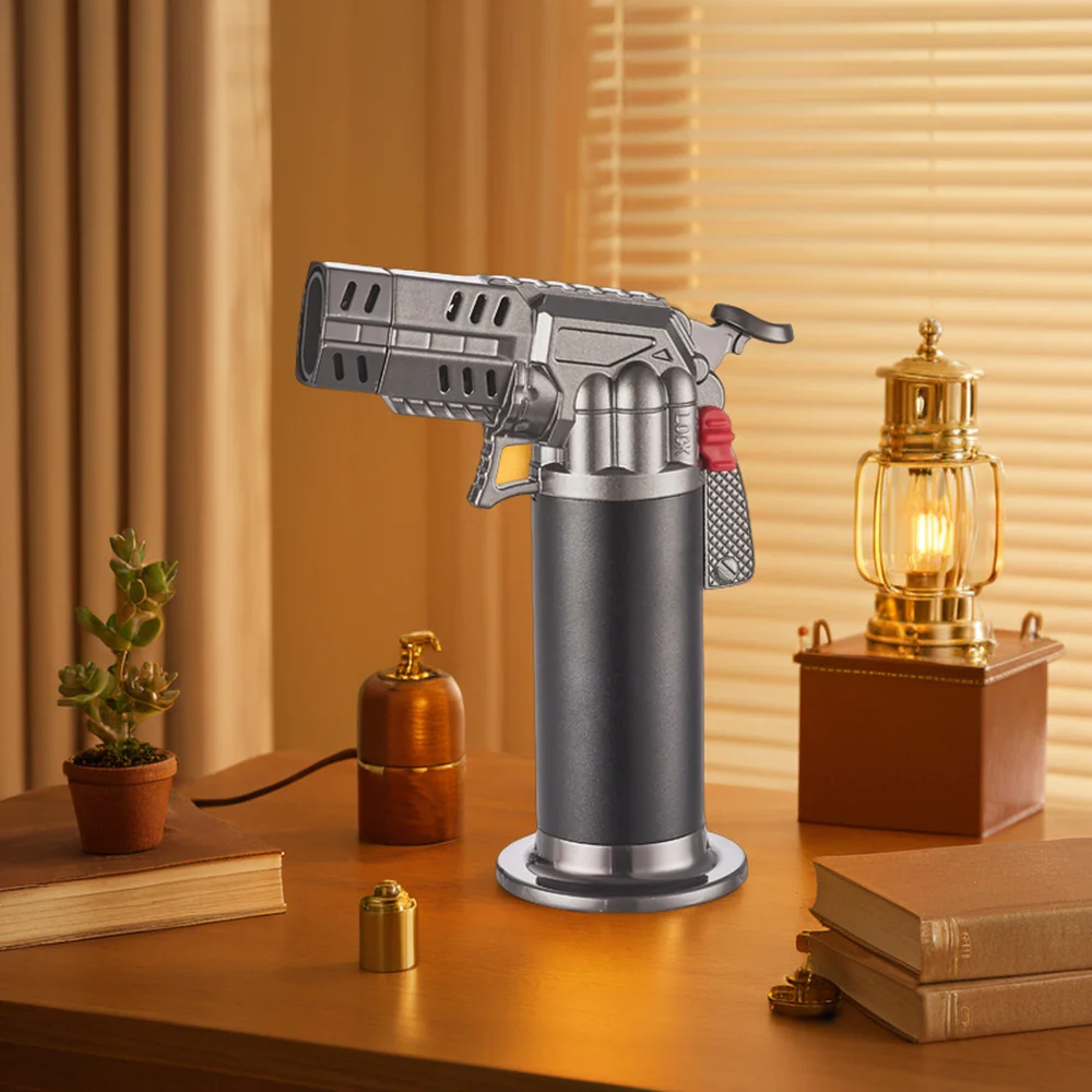 Custom logo Cigarette lighter Gas torch spray miniature flame dual fire aggregation cigar lighter