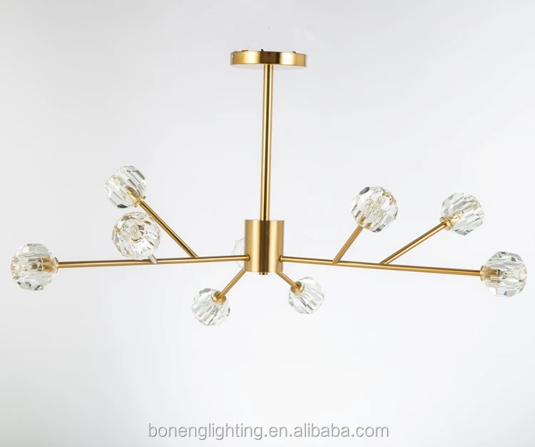 Wholesale selling living room Iron northern modern crystal ball led pendant light chandelier for home