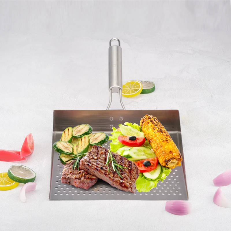 New good quality folding handle stainless steel perforated pizza shovel tool spatula pizza peel