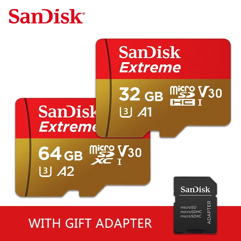  SanDisk A2 Extreme Micro SD карта 64 Гб U3 32 Память V30 100 МБ/с./с класс 10 флеш-карта TF Поддержка 4K