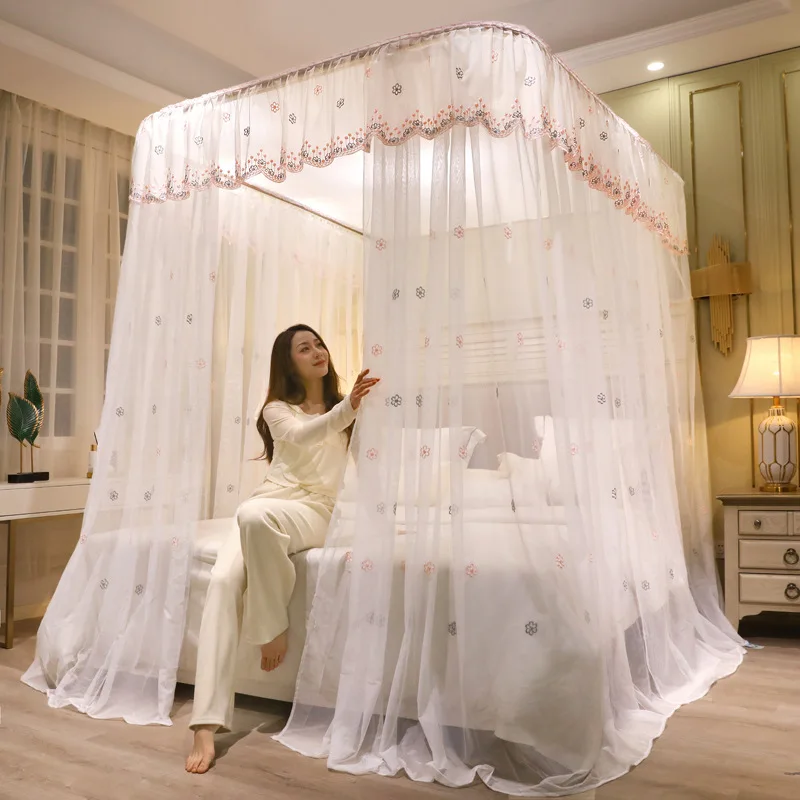 Custimozed Bulk Purchases Double Pole Floor Large Space Curtain Mosquito Net For Bedroom