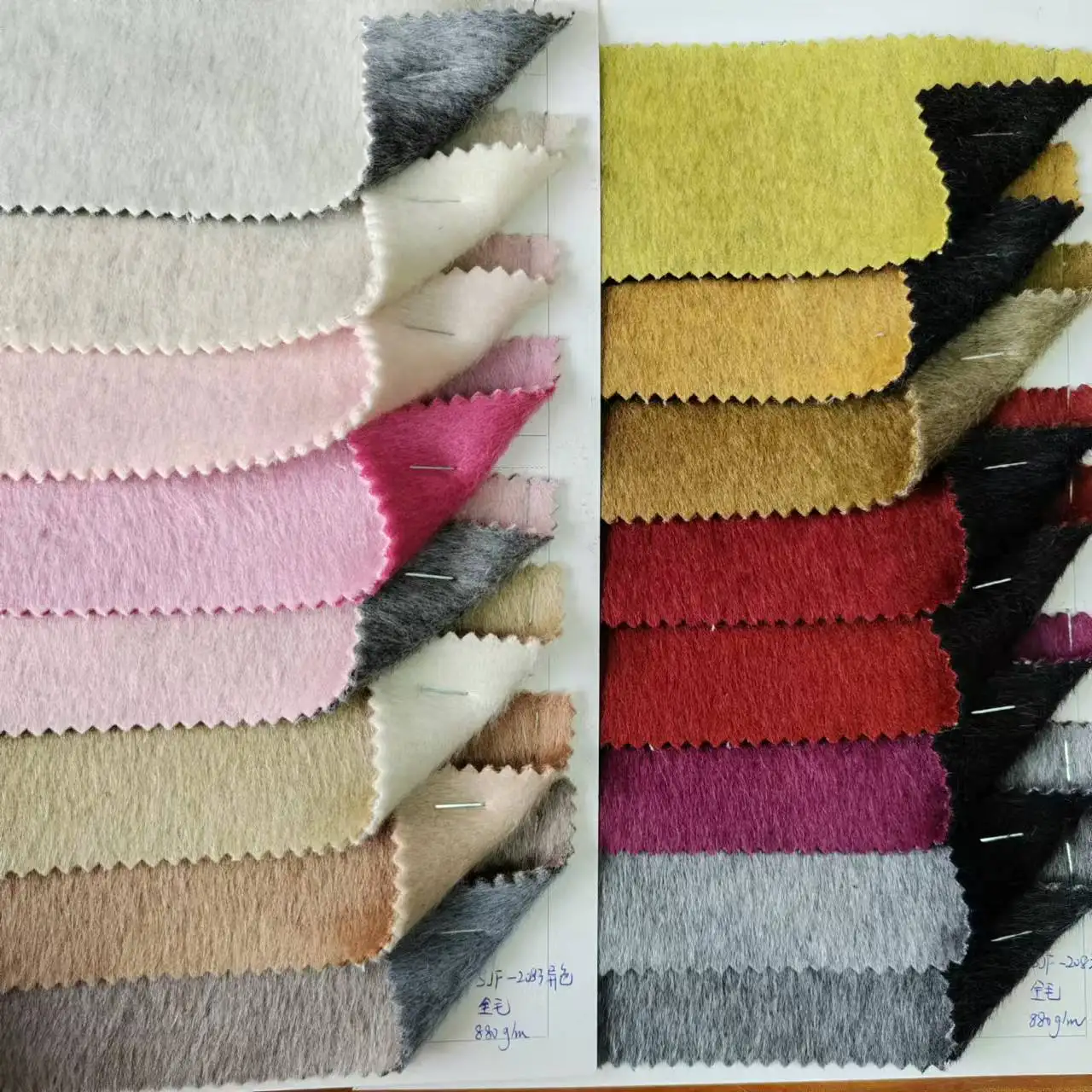 880g/m 100Wool  Winter Two Kinds of Different Colors of Fabric Double-sided Wool Fabric Fashion Casual Coat