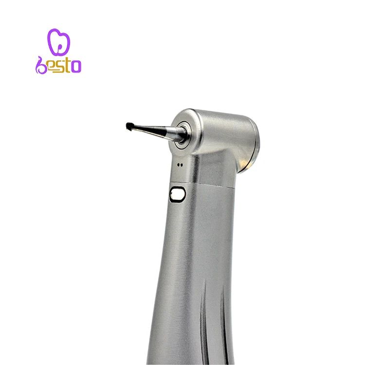 Dental Fiber Optic 1:1 Contra Angle Stainless Steel Low Speed Handpiece Contra Angle Push Button Surgical Handpiece 2.35mm Burs