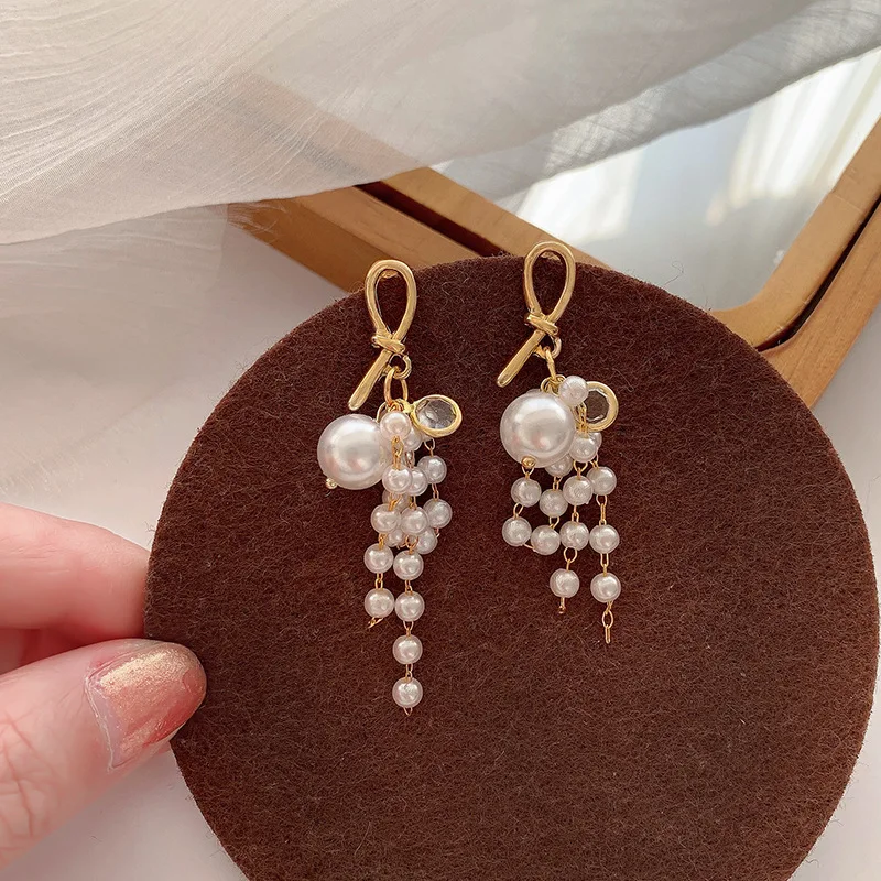 Tixu classic south korea new pearl earrings women advanced tassel earrings wholesale