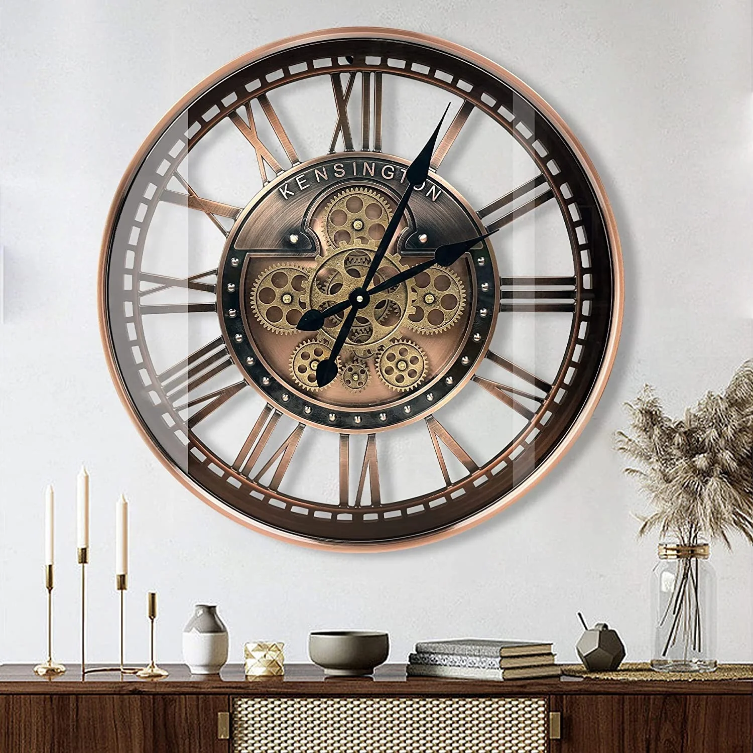 INFINITY TIME 21' 53.5cm Roman Bronze Antiqued Industrial Moving Gear Wall Clock For Office Modern Wall Clocks