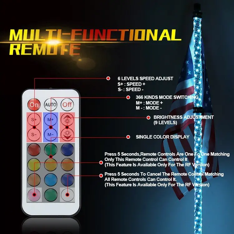 4ft Led light auto lighting systems finishing touch lumina sequential synth ns-atmosphere LED whip for rzr polaris ATV UTV