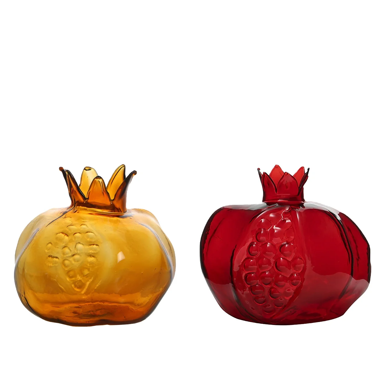 Aeofa handmade borosilicate glass home decor ball shape decor red gold pomegranate vase for home decoration