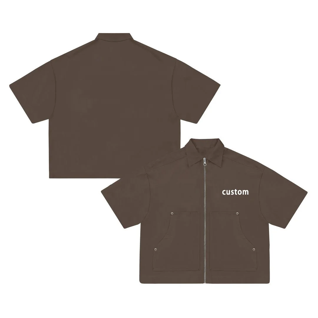 Custom Cargo Work Shirts Button up Shirts Short Sleeve For Men