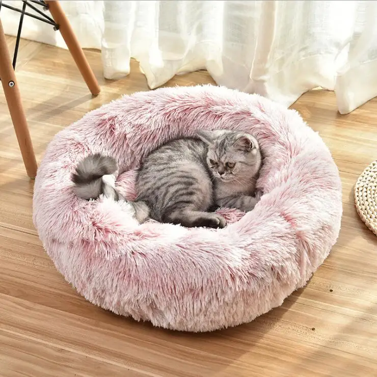 
Quick Shipment 20 Colors Long Plush Donut Comfy & Self-Warming Bed for Cat & Dog, Anti Anxiety, Furry, Fluffy 