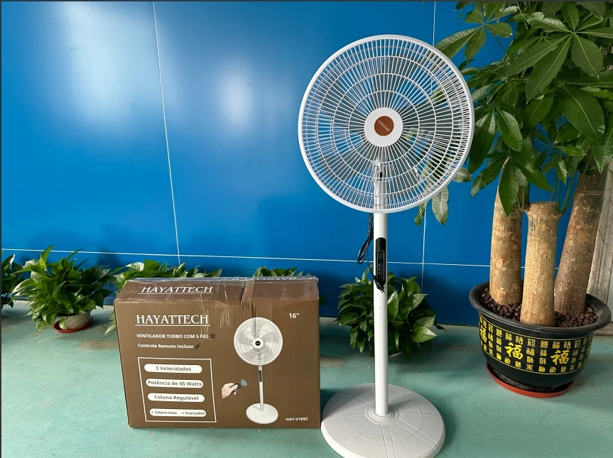 16 Inch Electric Fan New Design HAYATTECH Floor Standing Fan with a Remote Control Household Standing Fan