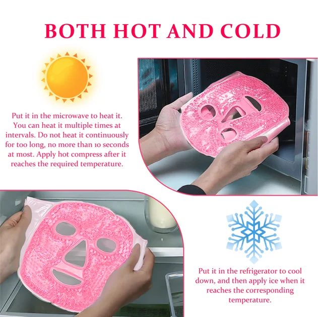 OEM 1PCS Cold Hot Compress Gel Ice Facial Mask with Gel Beads Reduce Eye Puffiness Relief Face Puffiness Sleeping Therapeutic